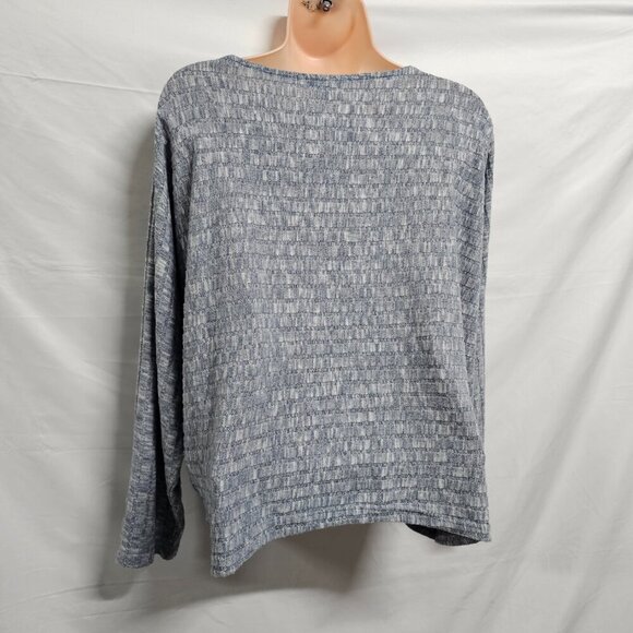 Johnny Was Calme Boat Neck Short Pullover Sweater Women Size L Blue Heathered - Picture 5 of 14